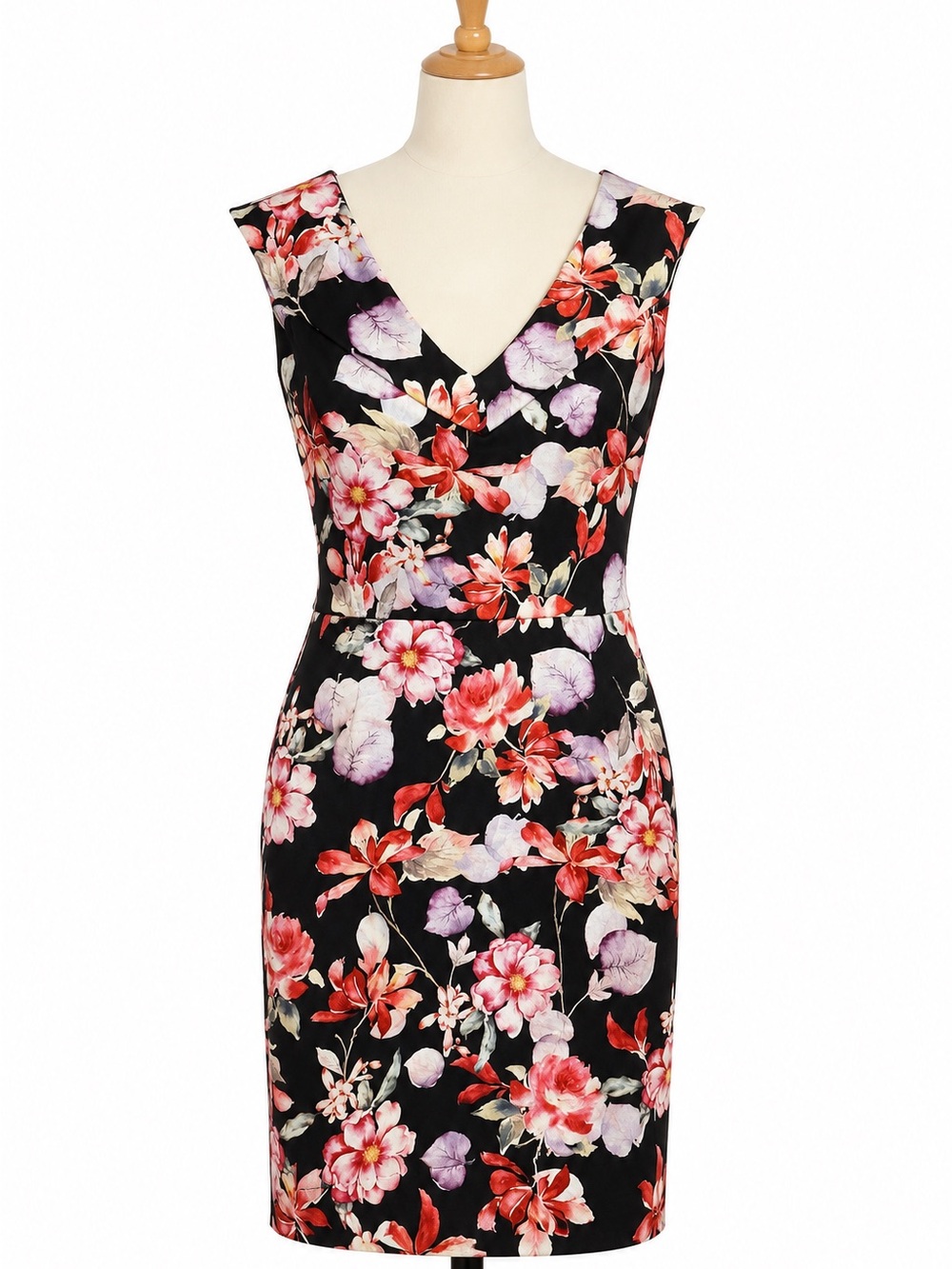 New York & Company Black Floral Midi Dress
